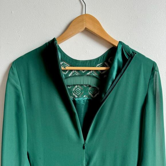 ASOS DESIGN Lace Insert Pleated Midi Skater Dress in Green - Picture 10 of 11